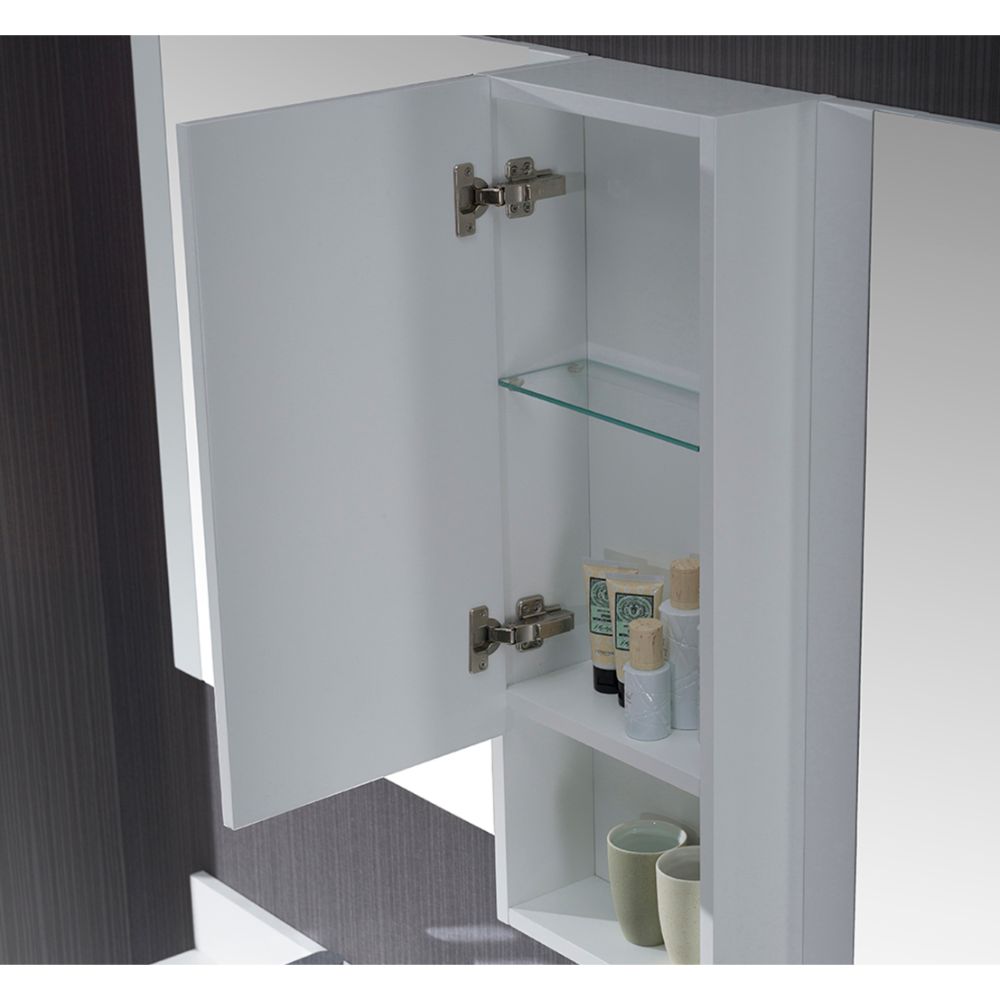 Monaco Modern 72" Matte White Double Bathroom Vanity Set with Mirror and Wall Cabinet