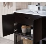 Monaco Modern 72″ Espresso Double Bathroom Vanity Set with Mirror and Wall Cabinet