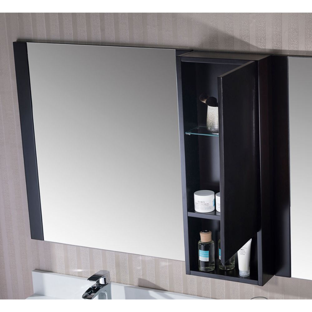 Monaco Modern 72" Espresso Double Bathroom Vanity Set with Mirror and Wall Cabinet