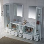 Sydney Modern 102″ Bathroom Vanity Set with Mirror Linen Cabinet Glossy White