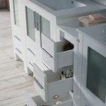 Sydney Modern 102″ Bathroom Vanity Set with Mirror Linen Cabinet Glossy White