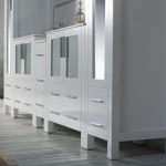 Sydney Modern 102″ Bathroom Vanity Set with Mirror Linen Cabinet Glossy White