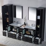 Sydney Modern 102″ Bathroom Vanity Set with Mirror Linen Cabinet Espresso