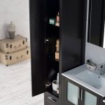 Sydney Modern 102″ Bathroom Vanity Set with Mirror Linen Cabinet Espresso