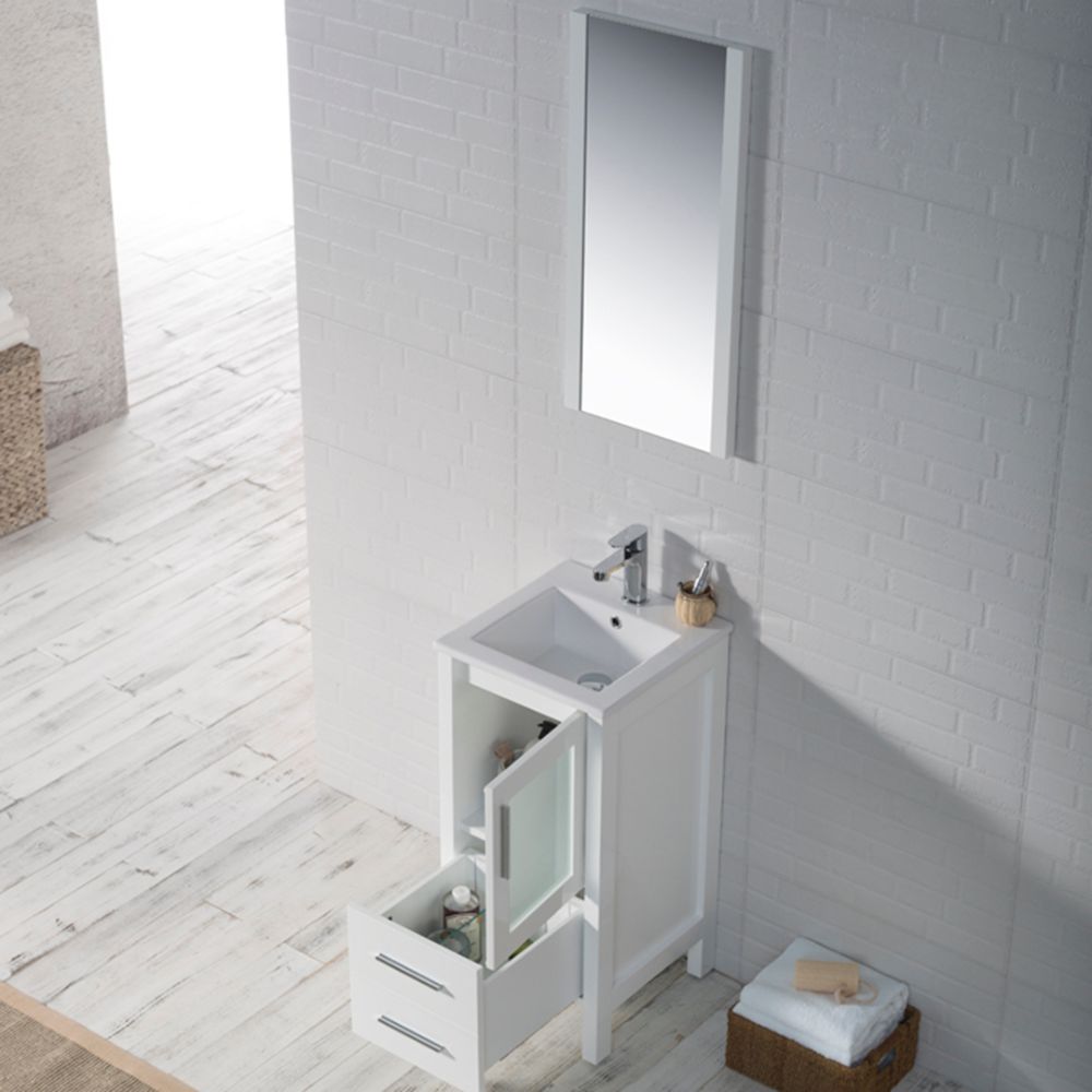 Sydney Modern 16" Bathroom Vanity Set with Mirror Glossy White