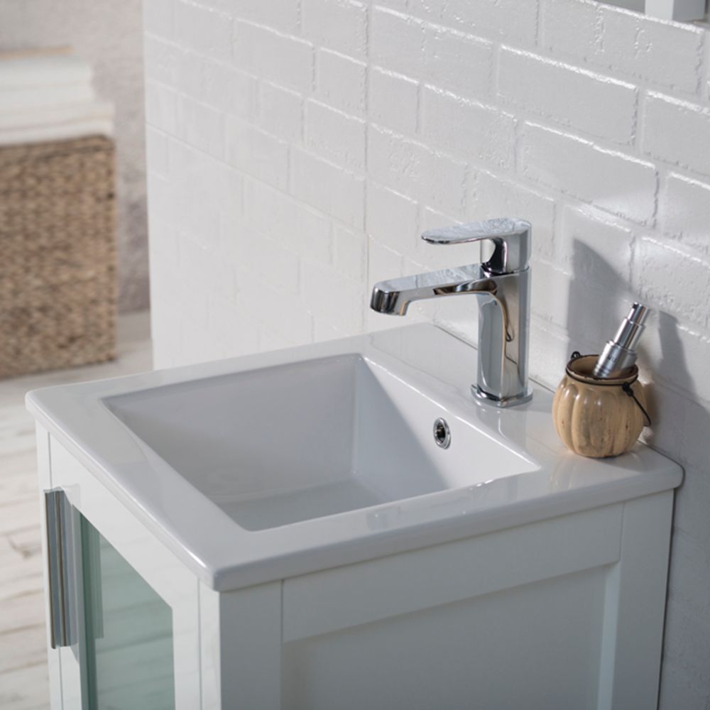 Sydney Modern 16" Bathroom Vanity Set with Mirror Glossy White