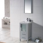Sydney Modern 16″ Bathroom Vanity Set with Mirror Metal Gray