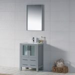 Sydney Modern 24″ Bathroom Vanity Set with Mirror Metal Gray