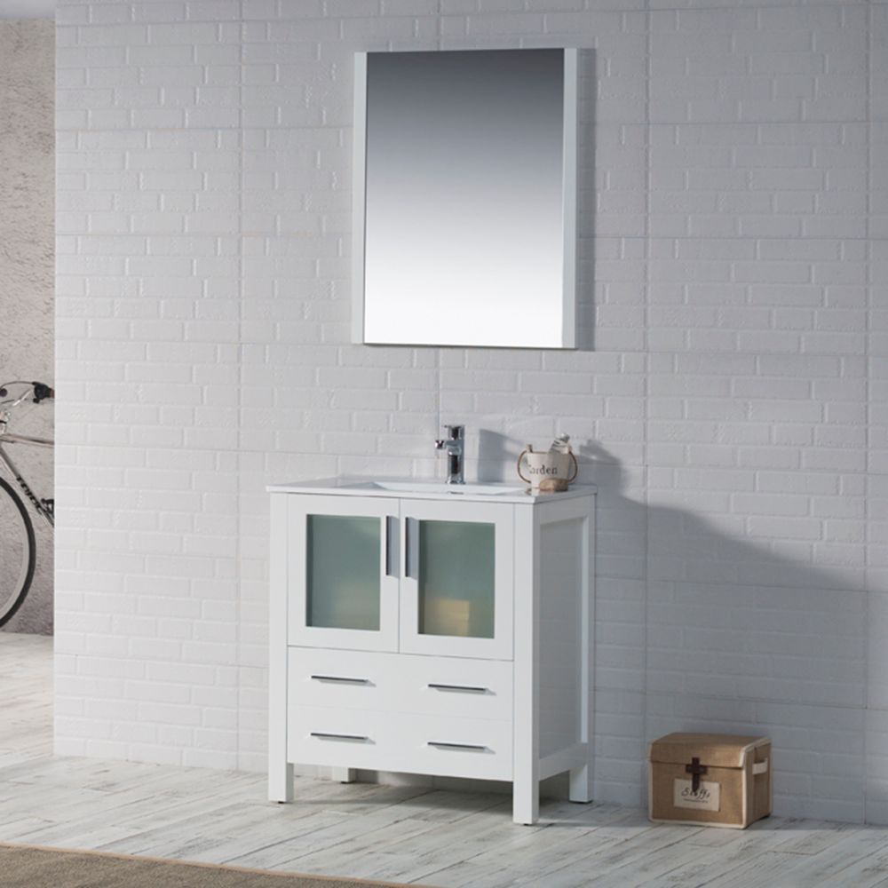 Sydney Modern 30" Bathroom Vanity Set with Mirror Glossy White