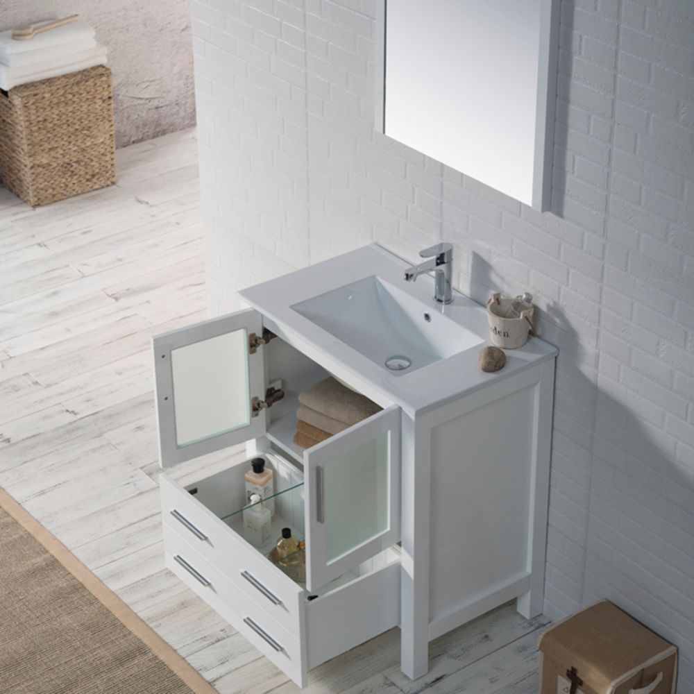 Sydney Modern 30" Bathroom Vanity Set with Mirror Glossy White