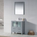 Sydney Modern 30″ Bathroom Vanity Set with Mirror Metal Gray