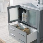 Sydney Modern 30″ Bathroom Vanity Set with Mirror Metal Gray