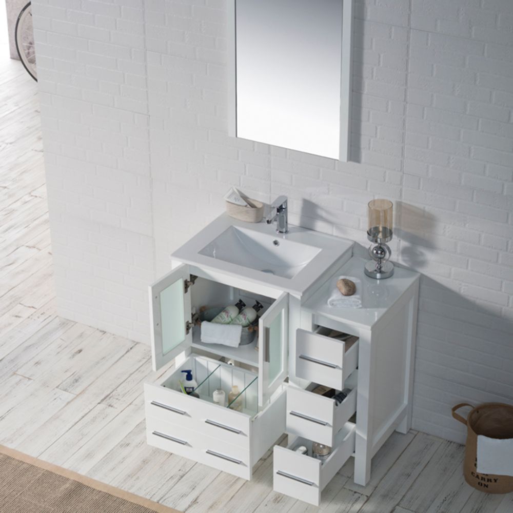 Sydney Modern 36" Bathroom Vanity Set with Side Cabinet Glossy White