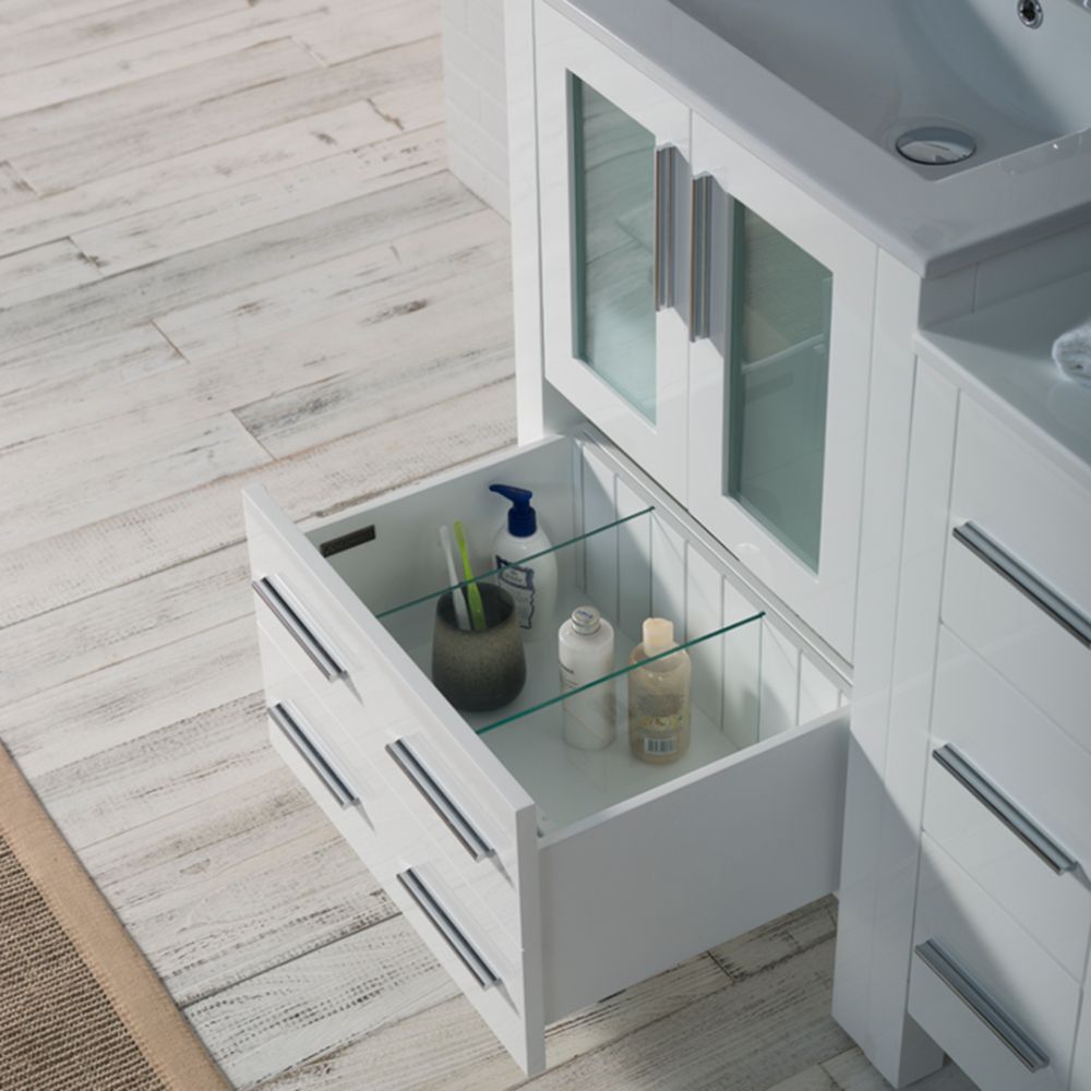 Sydney Modern 36" Bathroom Vanity Set with Side Cabinet Glossy White