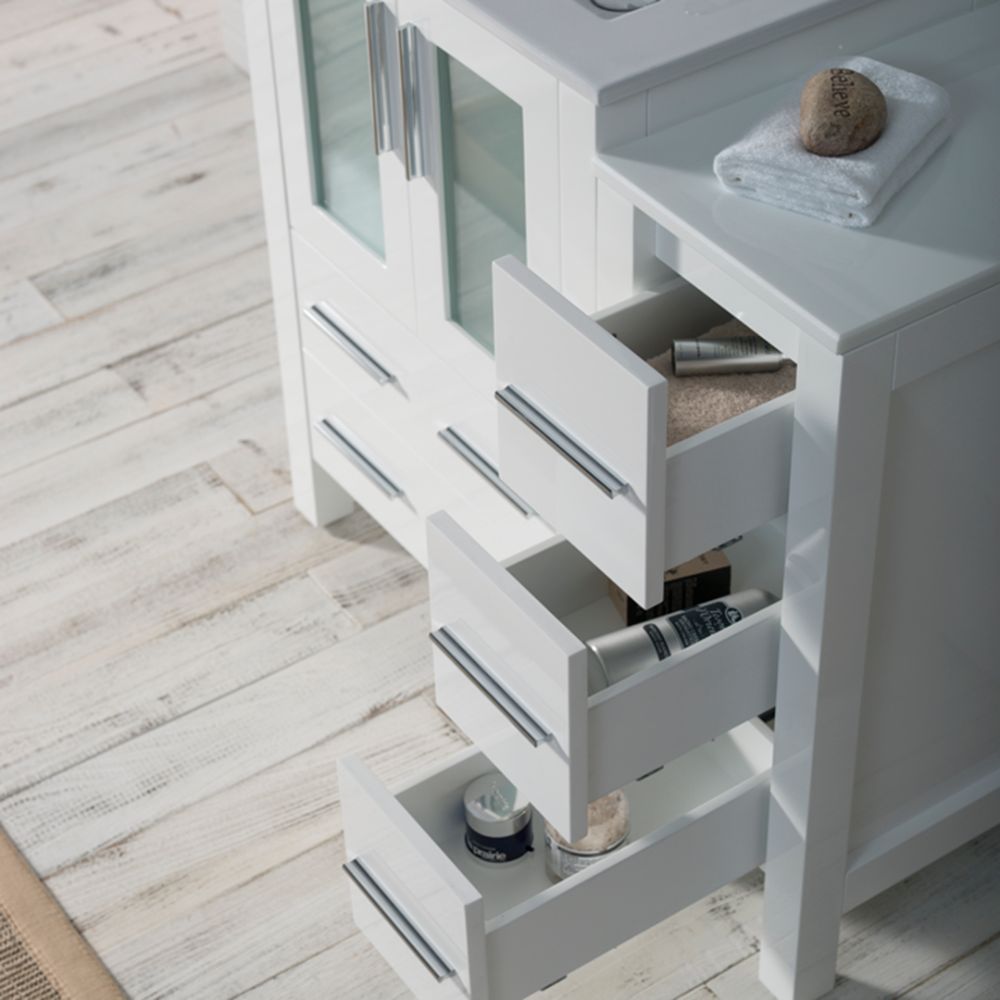 Sydney Modern 36" Bathroom Vanity Set with Side Cabinet Glossy White