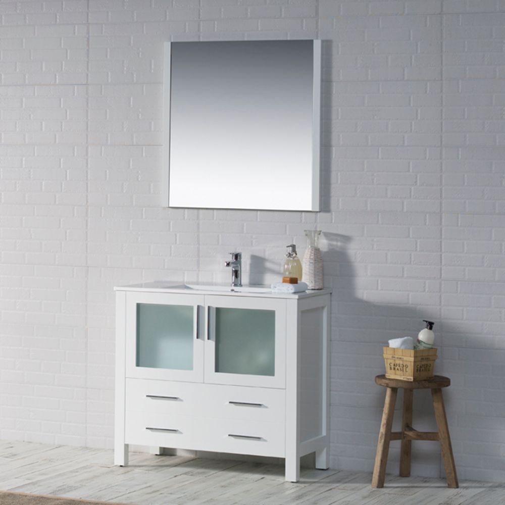 Sydney Modern 36" Bathroom Vanity Set with Mirror Glossy White