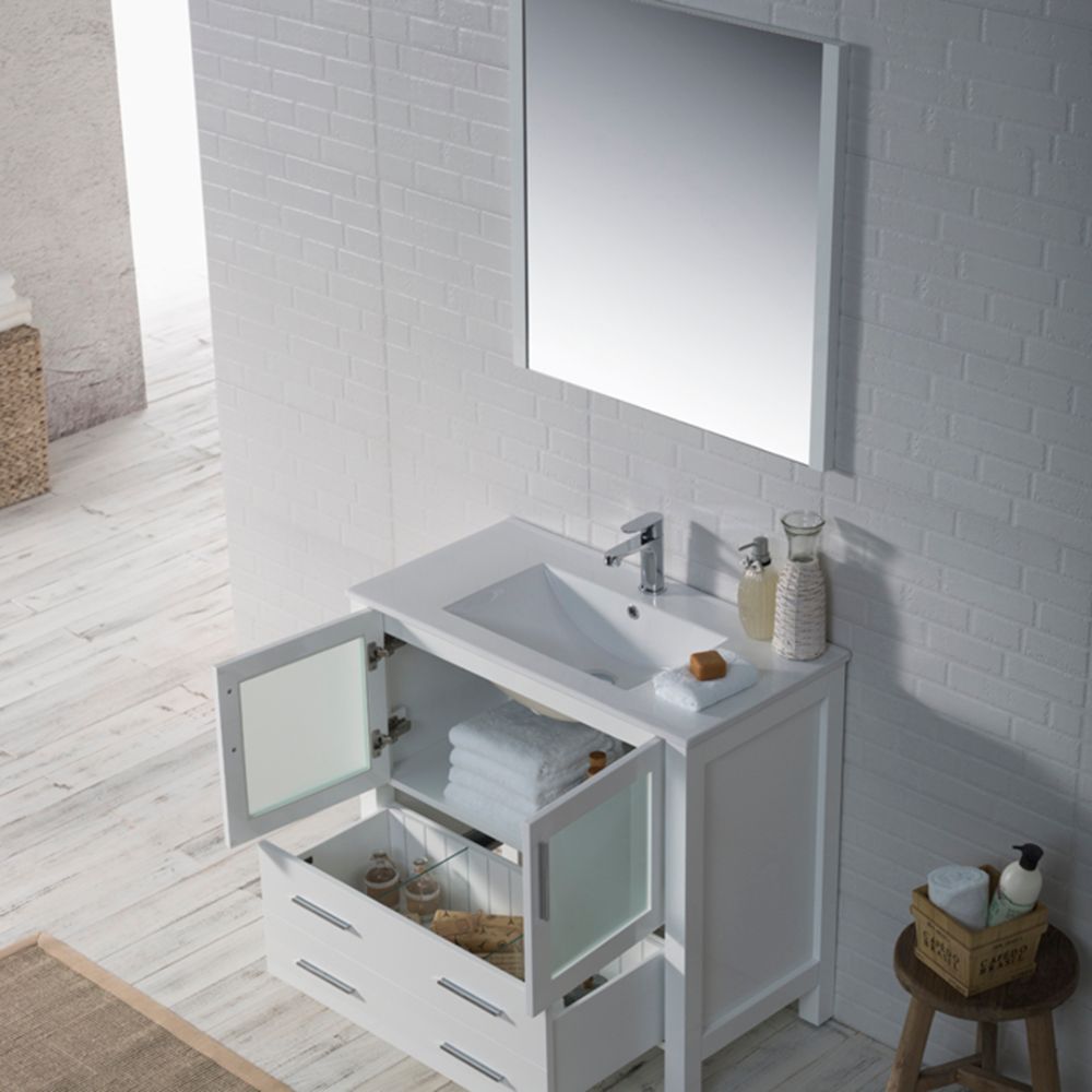 Sydney Modern 36" Bathroom Vanity Set with Mirror Glossy White