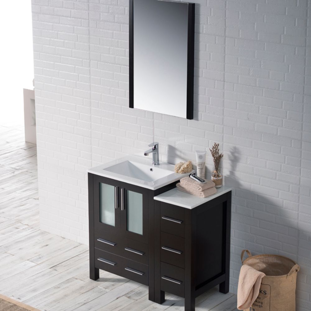 Sydney Modern 36" Bathroom Vanity Set with Side Cabinet Espresso