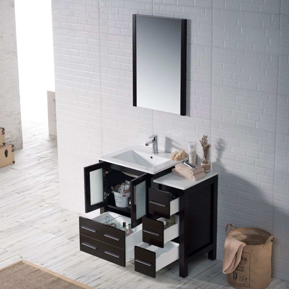 Sydney Modern 36" Bathroom Vanity Set with Side Cabinet Espresso