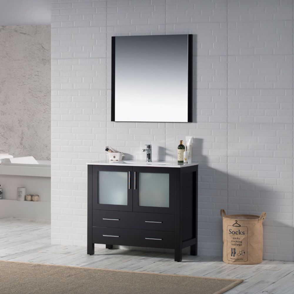 Sydney Modern 36" Bathroom Vanity Set with Mirror Espresso