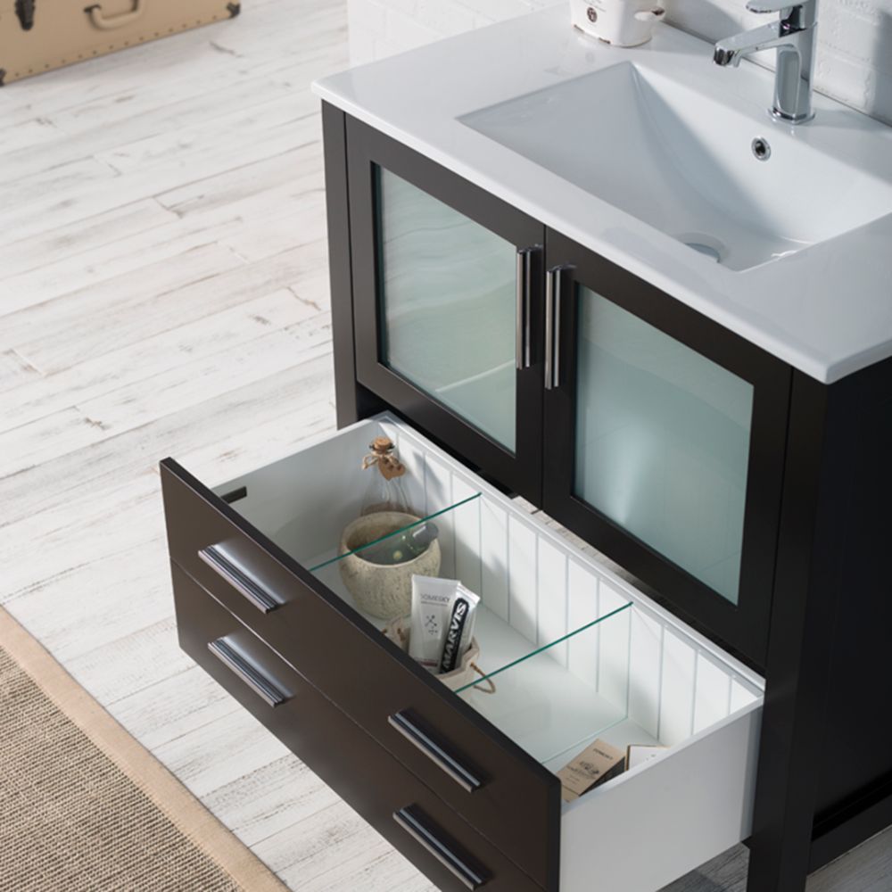 Sydney Modern 36" Bathroom Vanity Set with Mirror Espresso