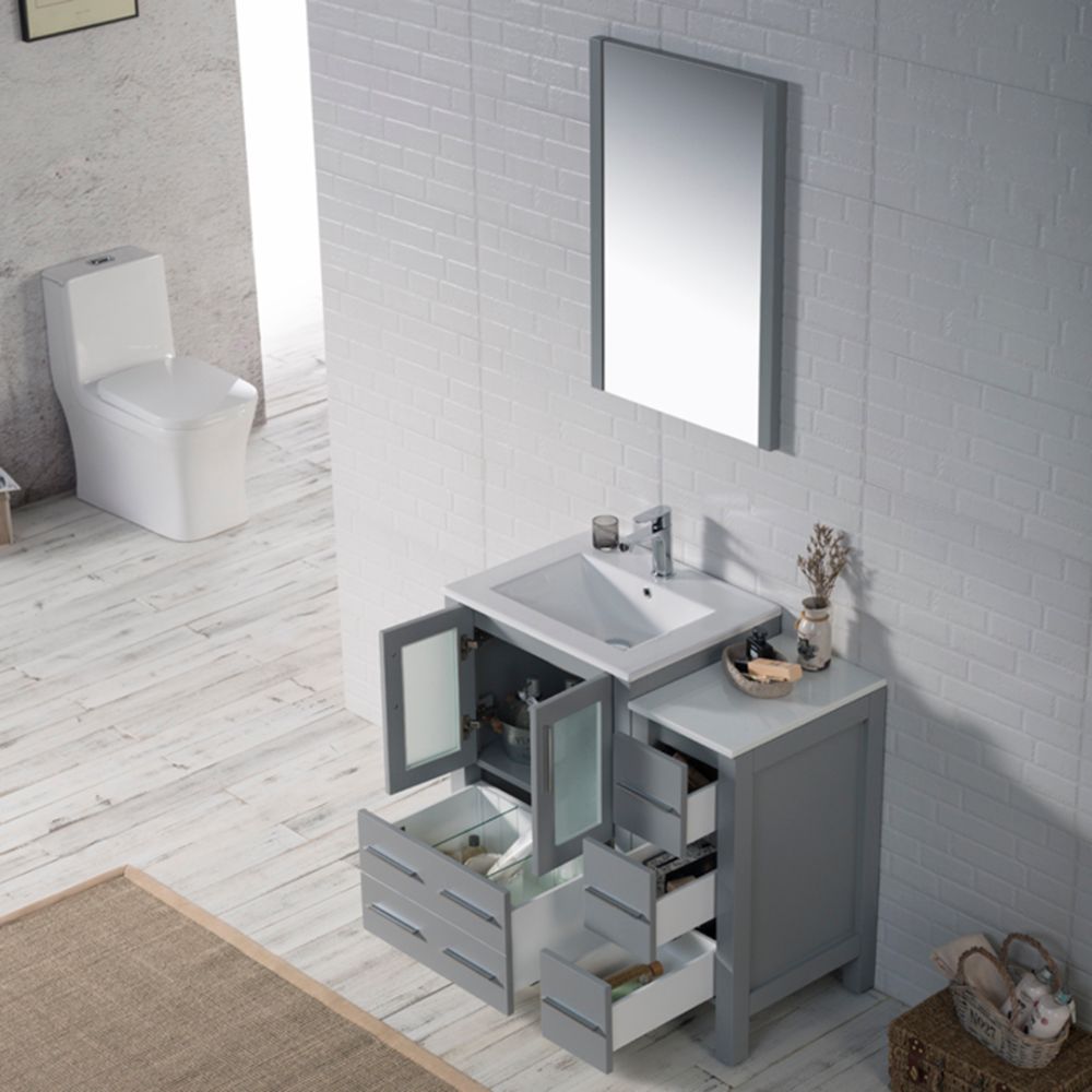 Sydney Modern 36" Bathroom Vanity Set with Side Cabinet Metal Gray