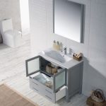 Sydney Modern 36″ Bathroom Vanity Set with Mirror Metal Gray