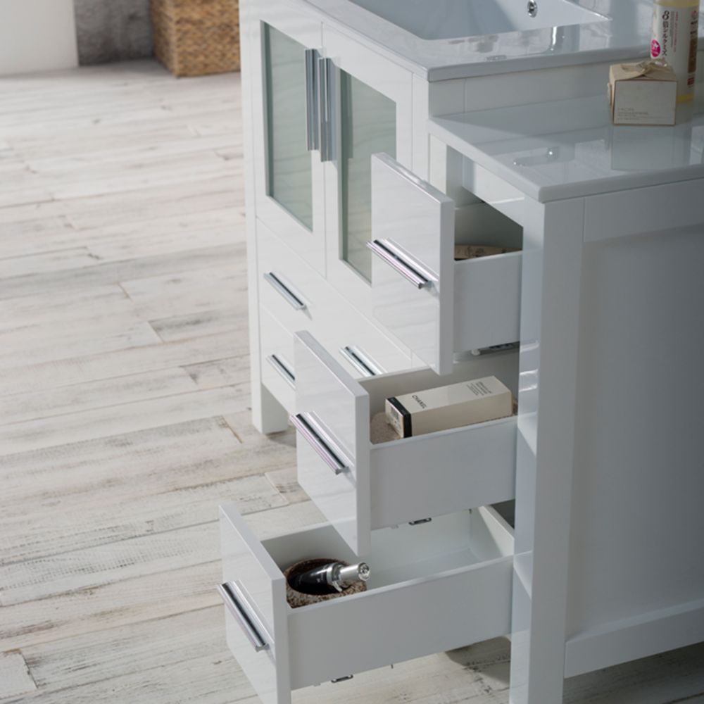 Sydney Modern 42" Bathroom Vanity Set with Side Cabinet Glossy White
