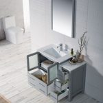 Sydney Modern 42″ Bathroom Vanity Set with Side Cabinet Metal Gray