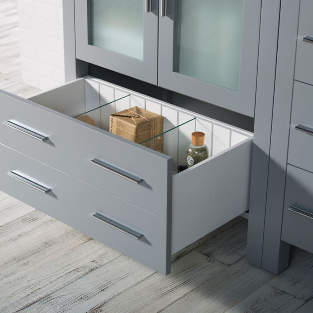 Sydney Modern 42" Bathroom Vanity Set with Side Cabinet Metal Gray