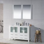 Sydney Modern 48″ Double Bathroom Vanity Set with Mirrors Glossy White