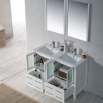 Sydney Modern 48″ Double Bathroom Vanity Set with Mirrors Glossy White