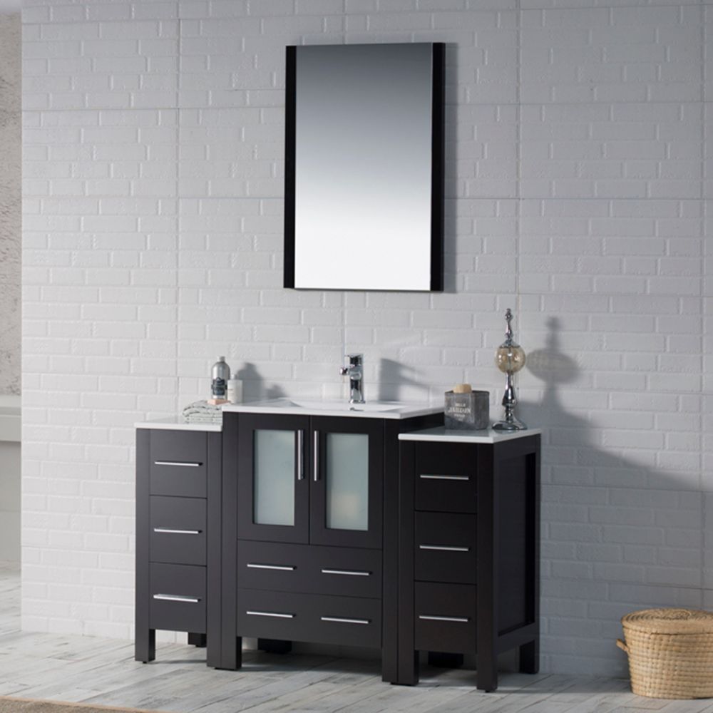 Sydney Modern 48" Bathroom Vanity Set with Double Side Cabinets Espresso