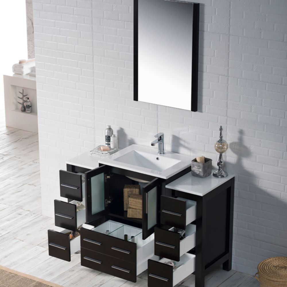 Sydney Modern 48" Bathroom Vanity Set with Double Side Cabinets Espresso