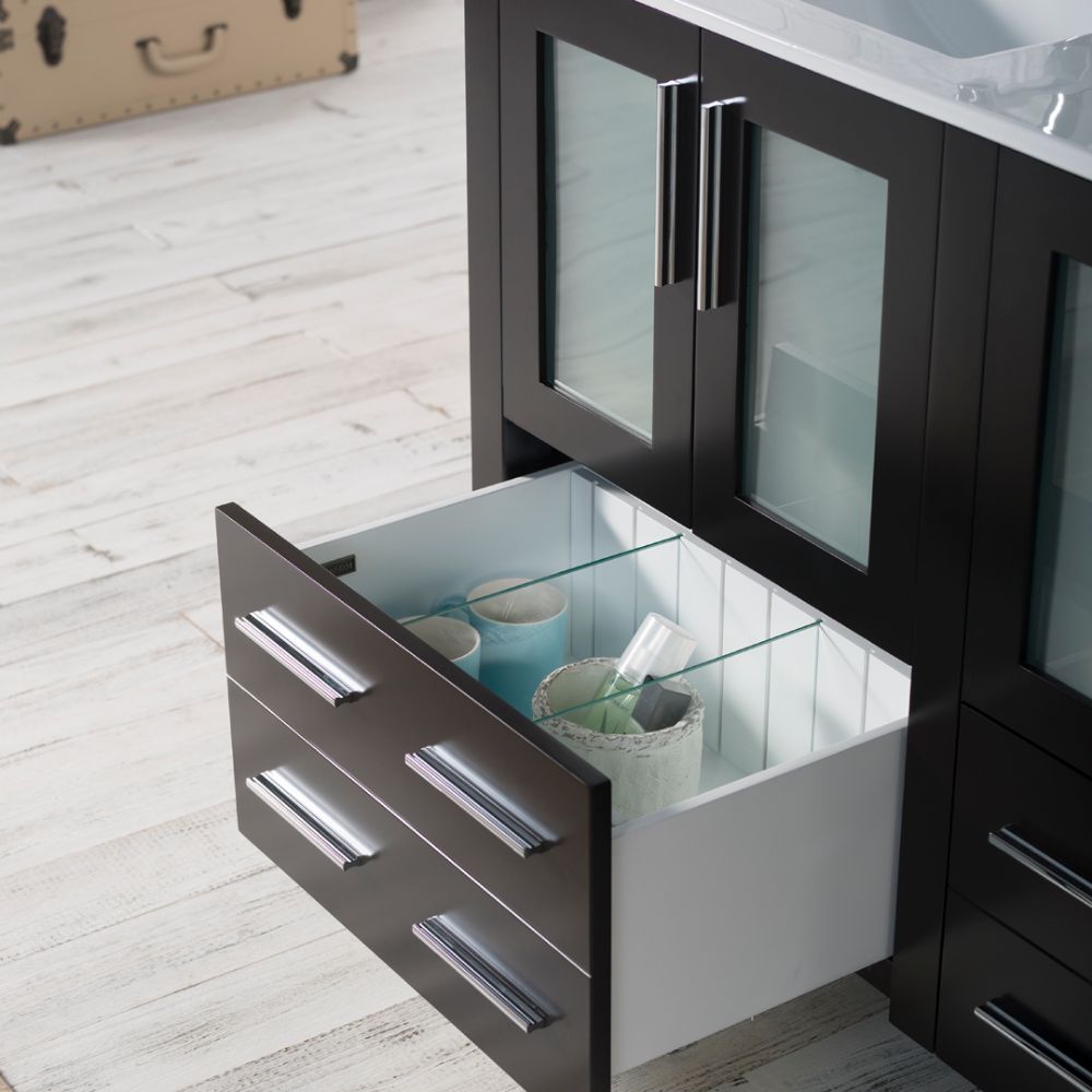 Sydney Modern 48" Double Bathroom Vanity Set with Mirrors Espresso