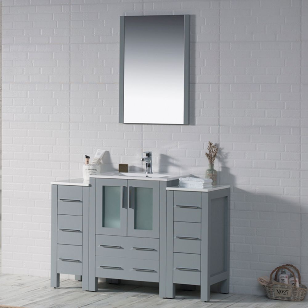 Sydney Modern 48" Bathroom Vanity Set with Double Side Cabinets Metal Gray