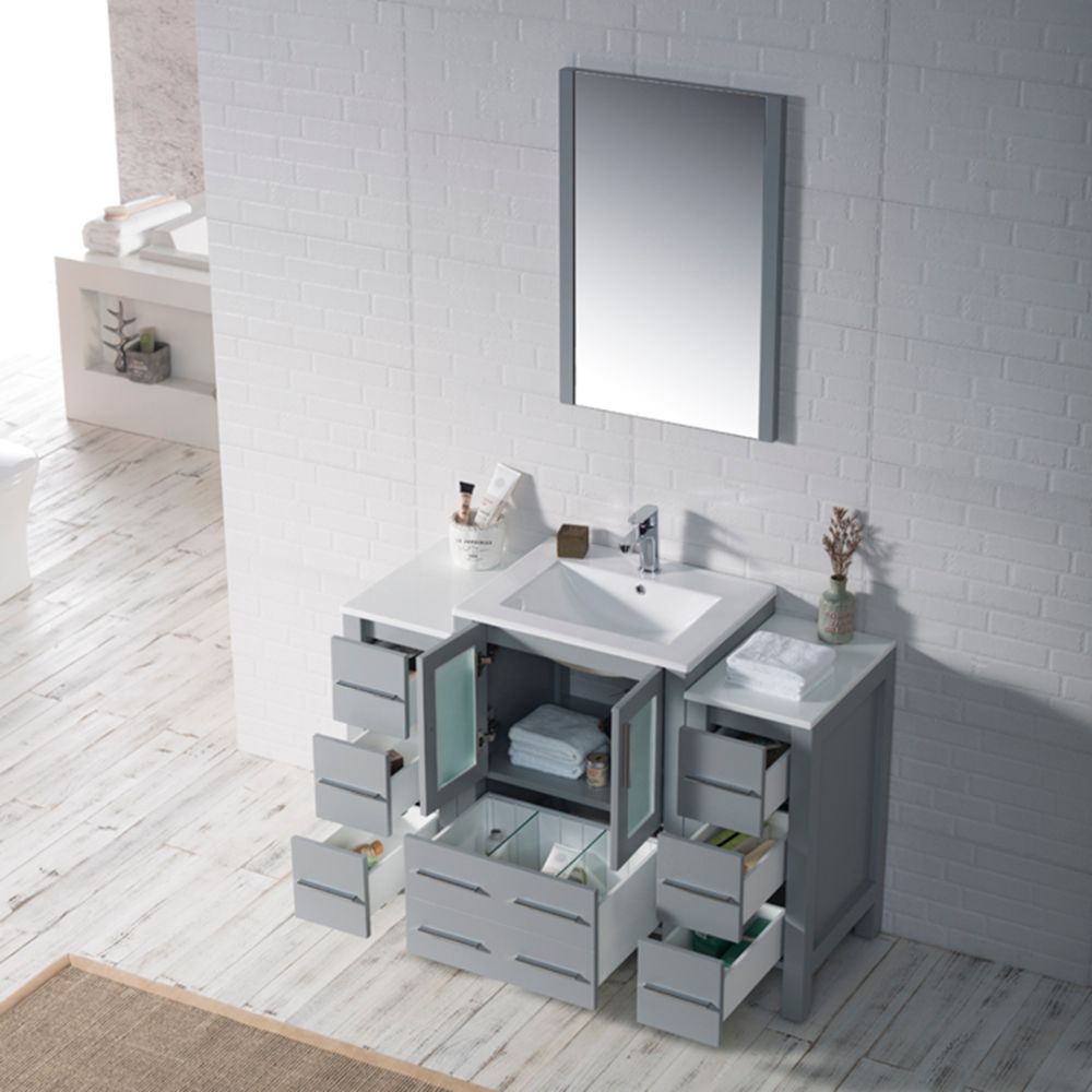 Sydney Modern 48" Bathroom Vanity Set with Double Side Cabinets Metal Gray