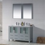 Sydney Modern 48″ Double Bathroom Vanity Set with Mirrors Metal Gray