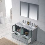 Sydney Modern 48″ Double Bathroom Vanity Set with Mirrors Metal Gray