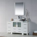 Sydney Modern 54″ Bathroom Vanity Set with Vessel Sink and Double Side Cabinets Glossy White