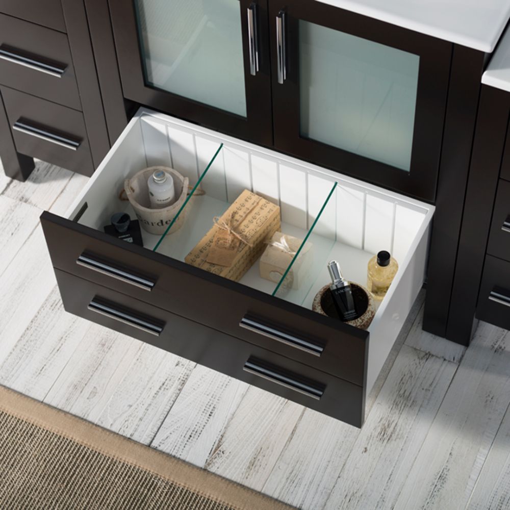 Sydney Modern 54" Bathroom Vanity Set with Double Side Cabinets Espresso