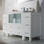 Sydney Modern 60″ Bathroom Vanity Set with Double Side Cabinets Glossy White