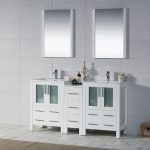Sydney Modern 60″ Double Bathroom Vanity Set with Mirrors Glossy White