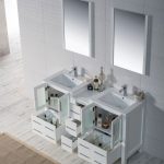 Sydney Modern 60″ Double Bathroom Vanity Set with Mirrors Glossy White
