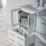 Sydney Modern 60″ Double Bathroom Vanity Set with Mirrors Glossy White