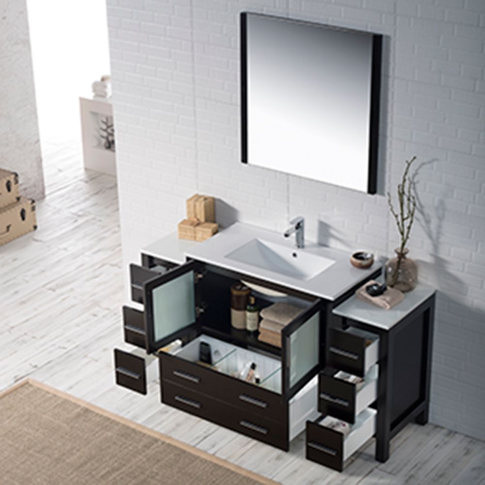 Sydney Modern 60" Bathroom Vanity Set with Double Side Cabinets Espresso