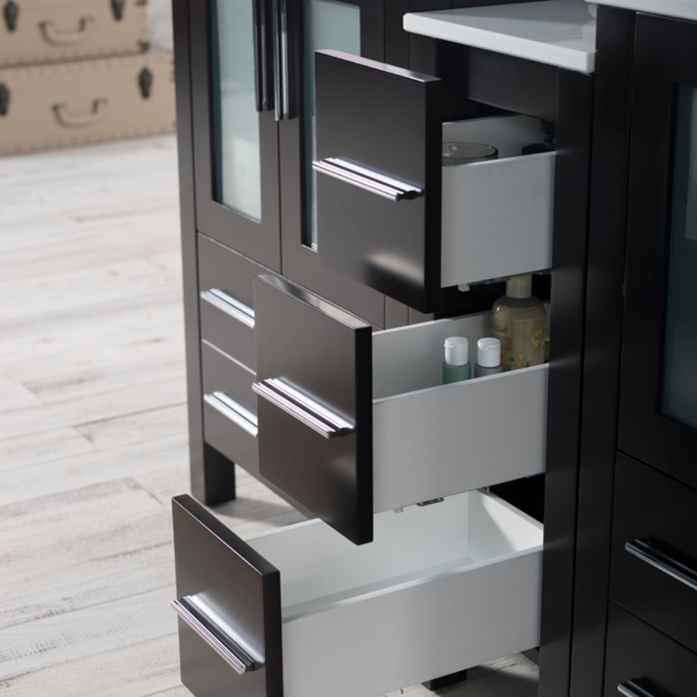 Sydney Modern 60" Double Bathroom Vanity Set with Mirrors Espresso