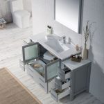 Sydney Modern 60″ Bathroom Vanity Set with Double Side Cabinets Metal Gray