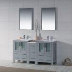 Sydney Modern 60″ Double Bathroom Vanity Set with Mirrors Metal Gray