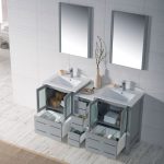 Sydney Modern 60″ Double Bathroom Vanity Set with Mirrors Metal Gray